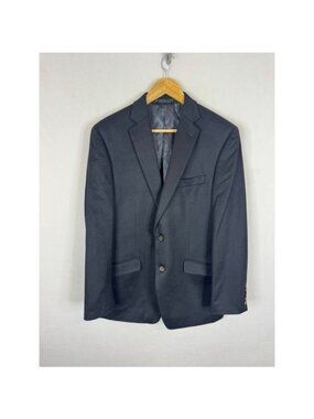 Black Cashmere Blend Men 42 Two Button Blazer Sport Coat Jacket Mens